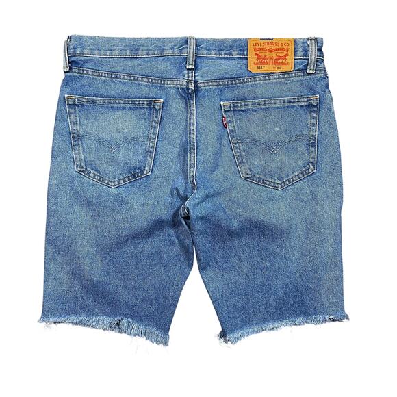 Levi’s 511 Raw Hem Denim Jean Shorts 34 Waist 10 Inseam - Picture 1 of 3